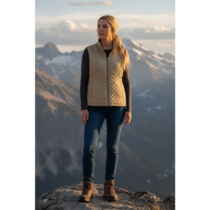 Liz Claiborne Quilted Vest Gold/Tan Size XL Inside Pocket